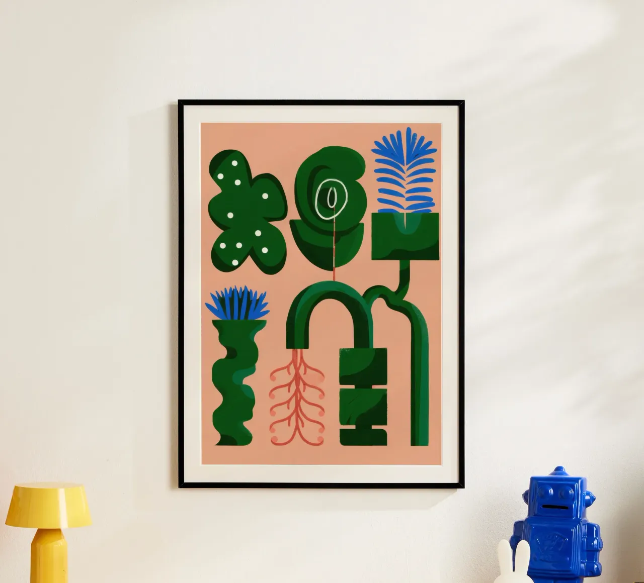 Forme botaniche astratte poster con telaio in plastica da Frosh Pallete