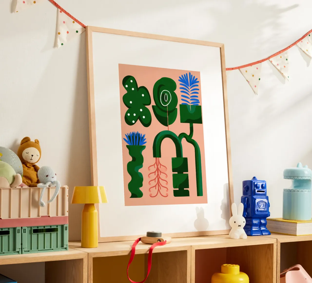 Forme botaniche astratte poster con telaio in plastica da Frosh Pallete