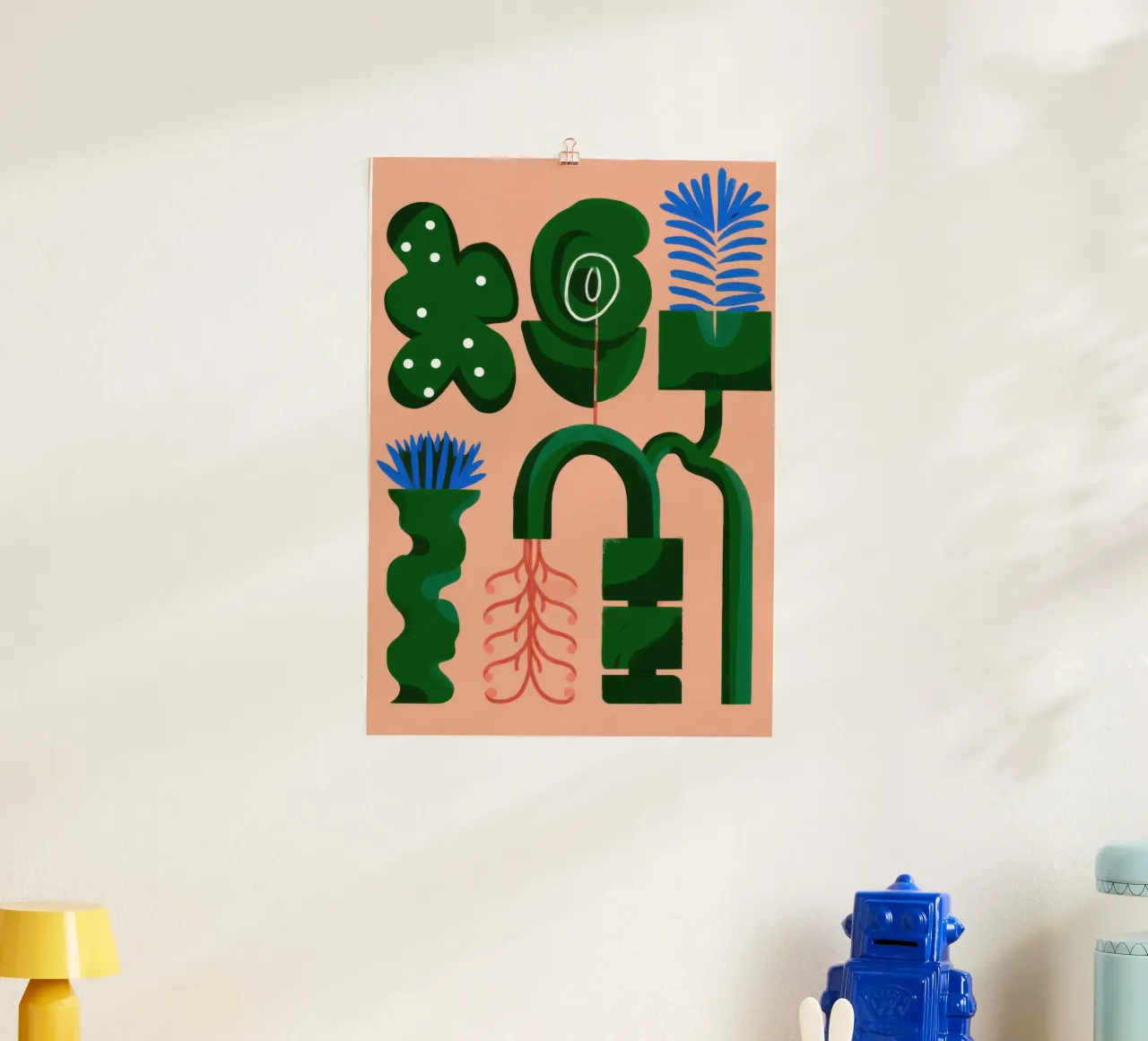 Forme botaniche astratte poster con telaio in plastica da Frosh Pallete