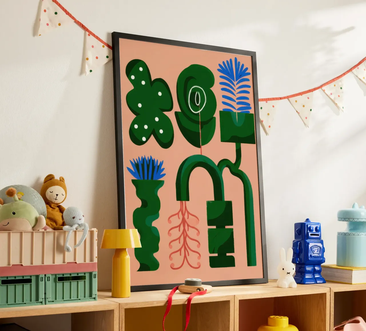 Forme botaniche astratte poster con telaio in plastica da Frosh Pallete