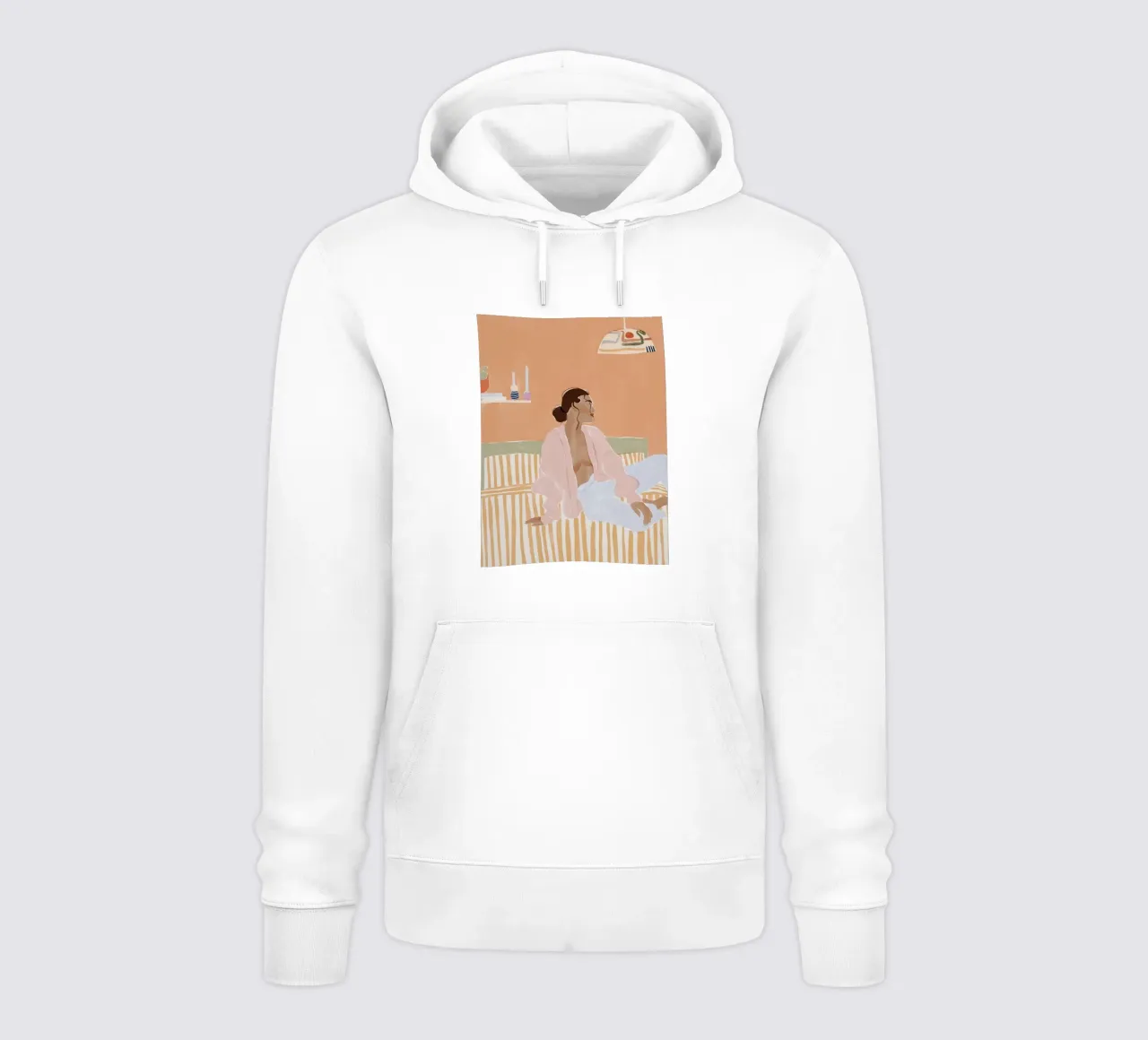 modello donna a righe felpa con cappuccio da Abigail Ellis
