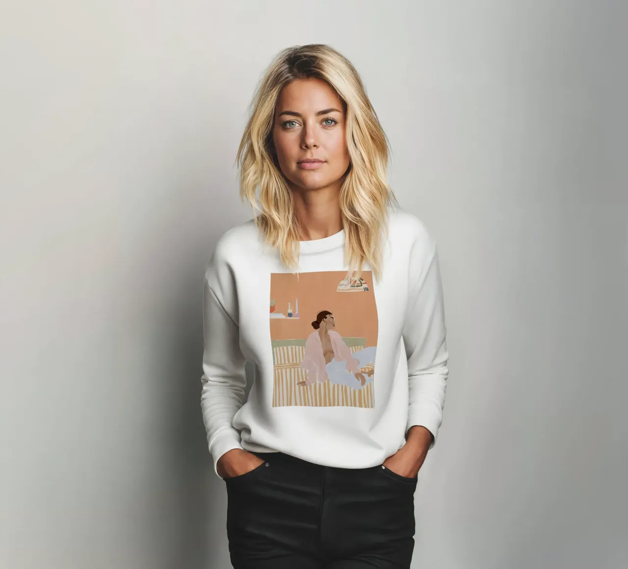 modello donna a righe felpa da Abigail Ellis