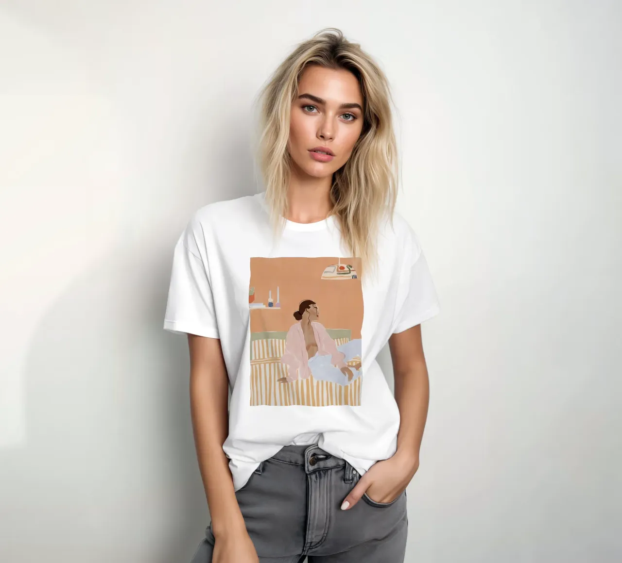 modello donna a righe t-shirt da Abigail Ellis