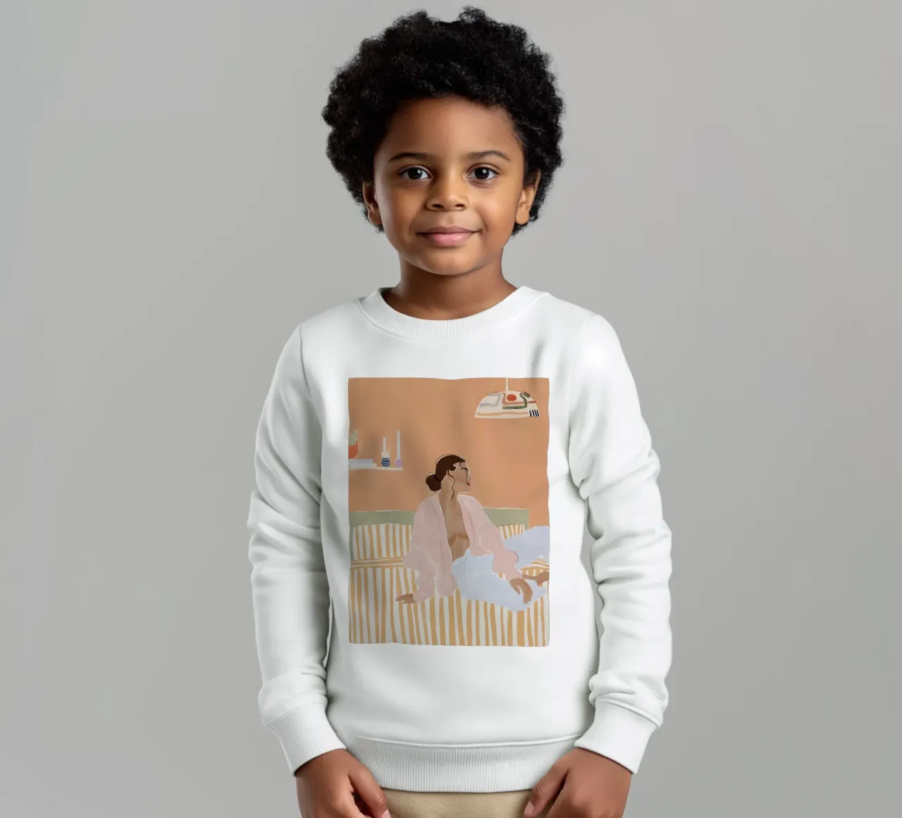 modello donna a righe felpa bambino da Abigail Ellis