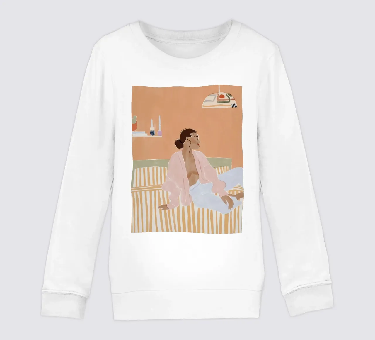 modello donna a righe felpa bambino da Abigail Ellis