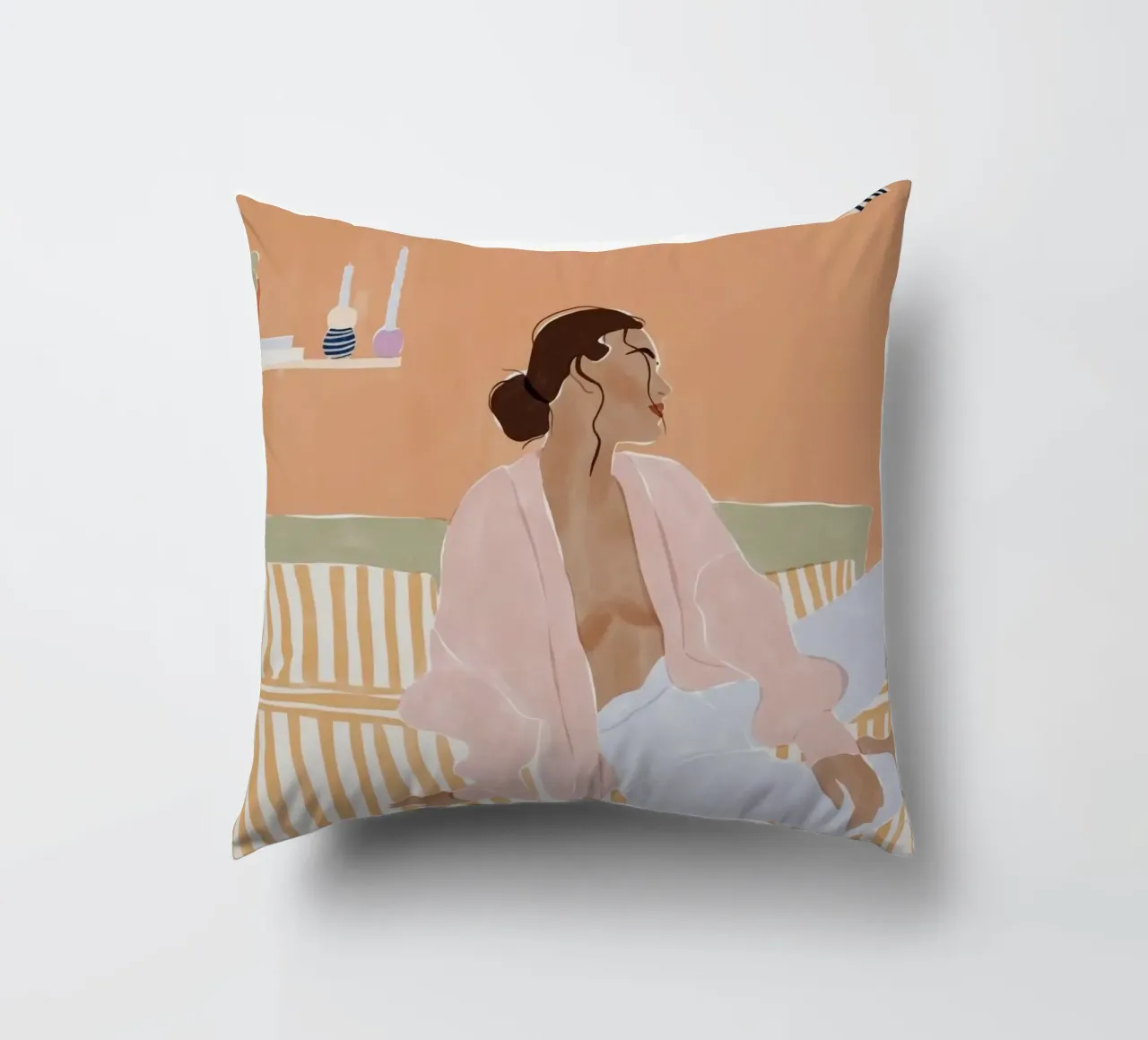 modello donna a righe cuscino da Abigail Ellis