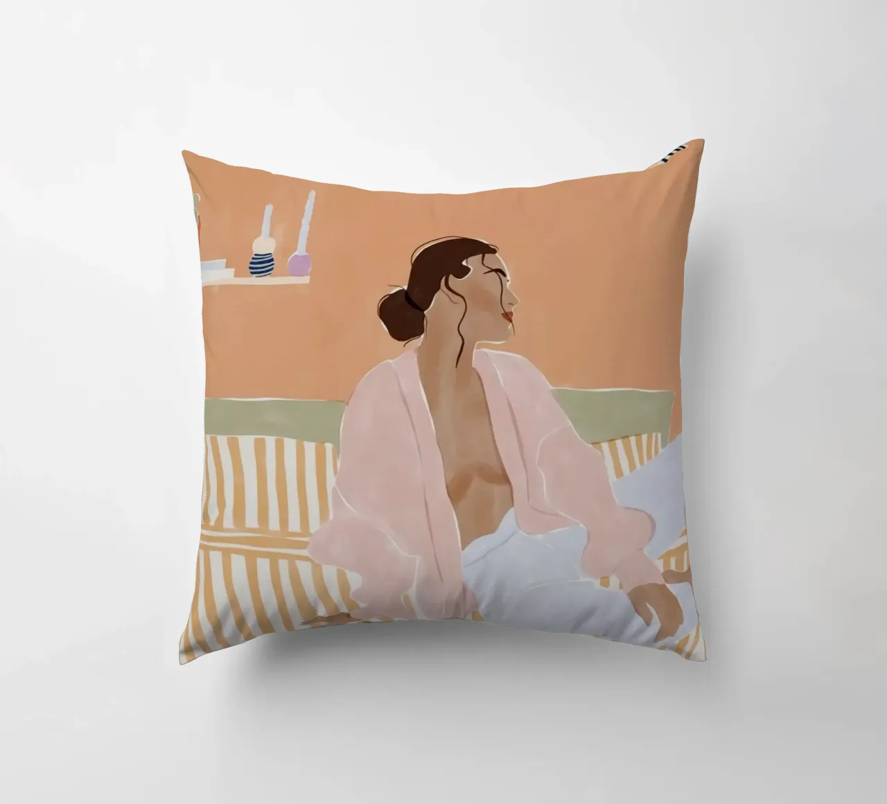 modello donna a righe cuscino da Abigail Ellis