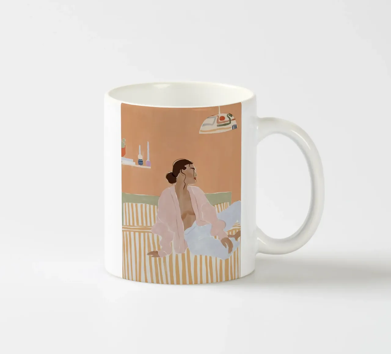 modello donna a righe tazza in ceramica da Abigail Ellis