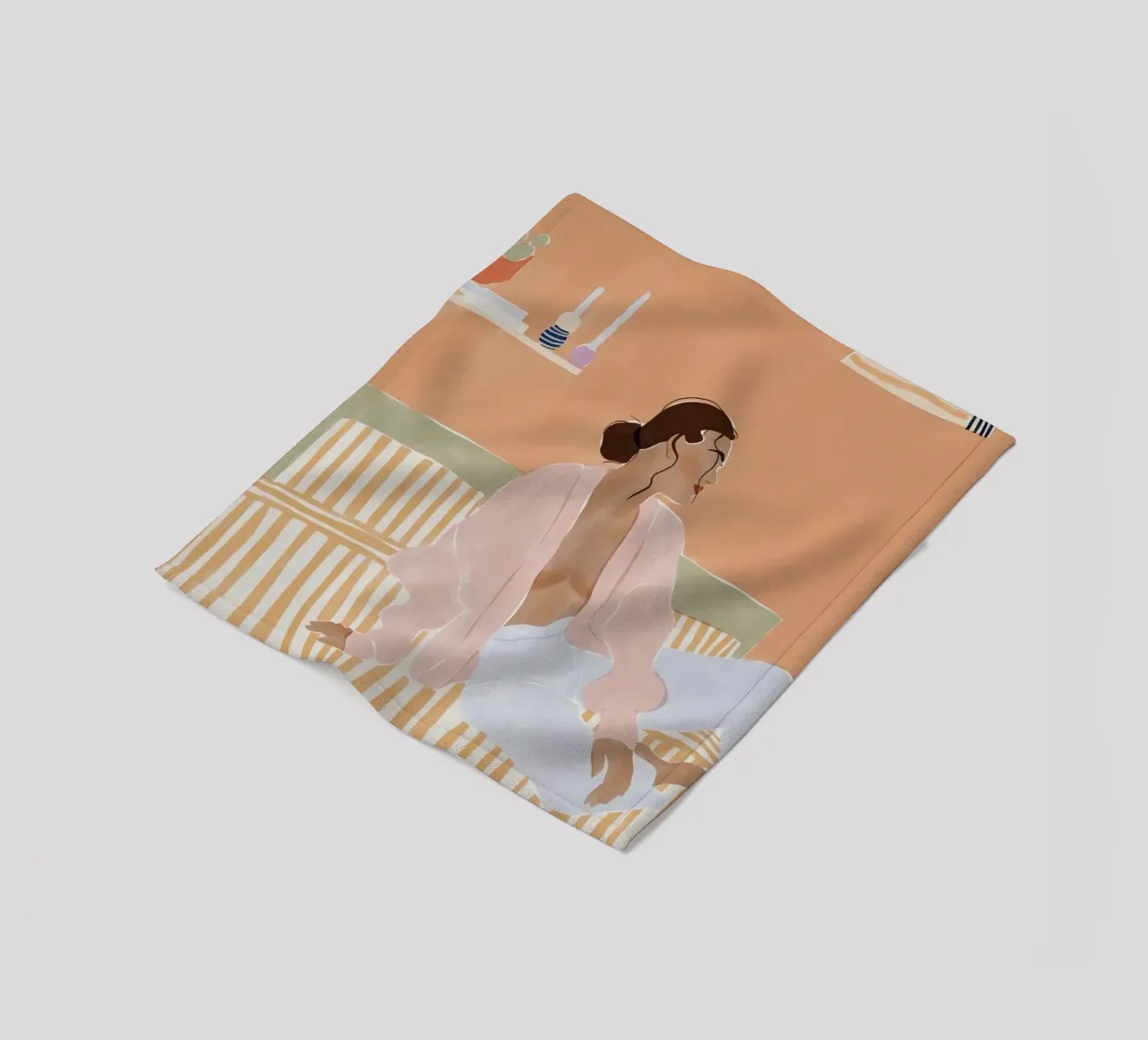 modello donna a righe coperta in pile da Abigail Ellis