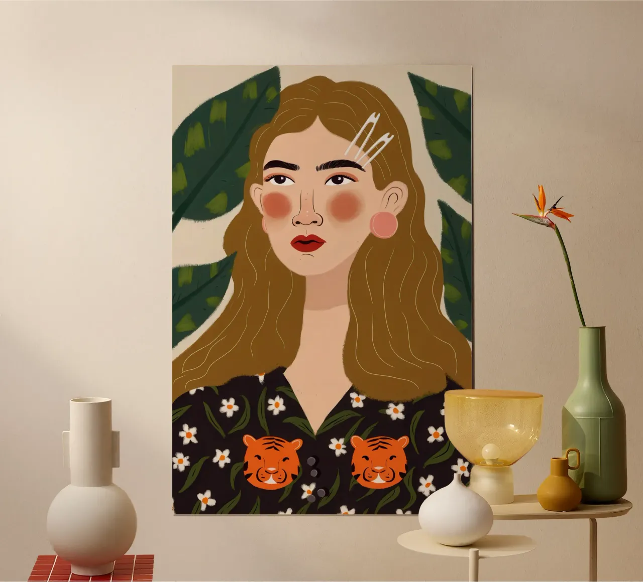 Tiger Print Muse Poster von Line Fable