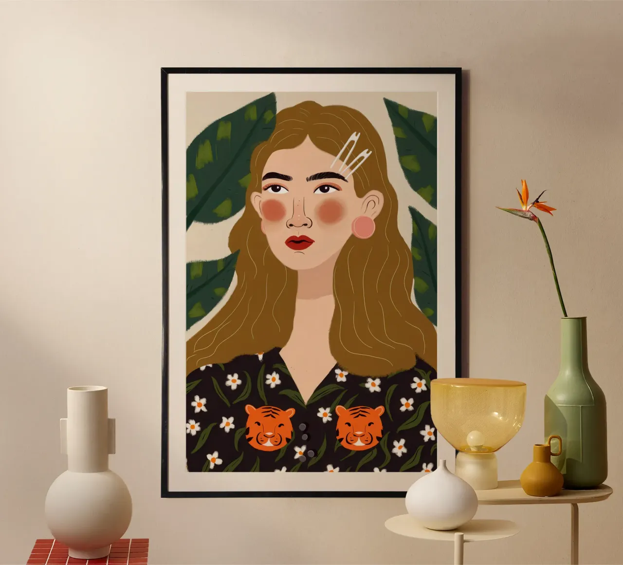 Tiger Print Muse Poster von Line Fable