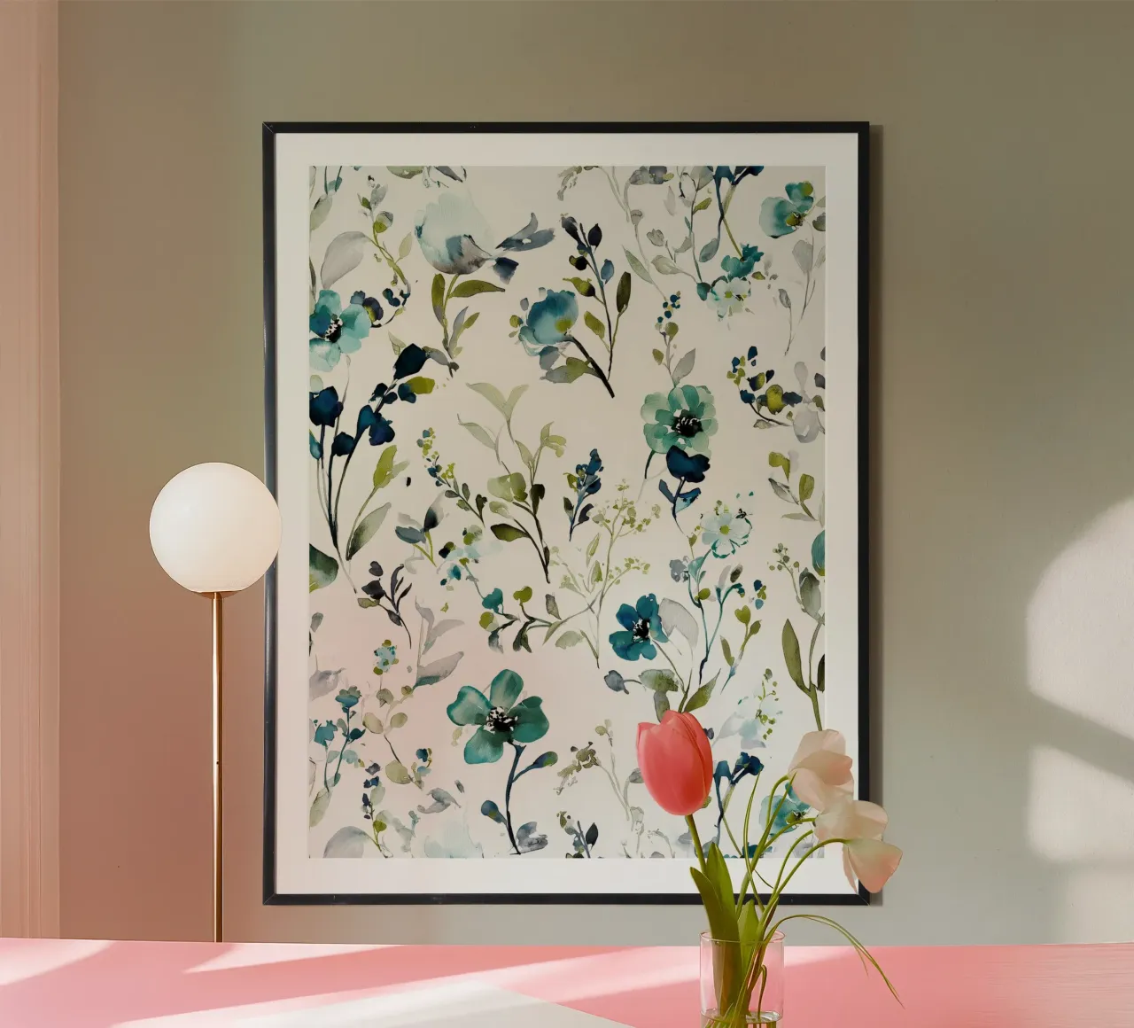 Sussurro verdeggiante poster con telaio in alluminio da Sophia Calder Studio