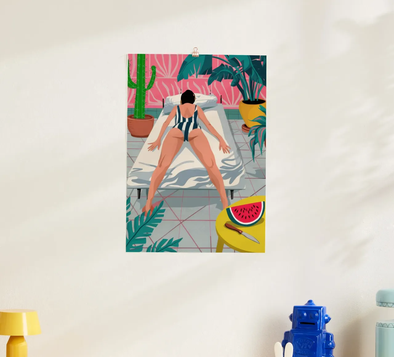 Riposo estivo in camera da letto poster con telaio in legno da Frosh Pallete