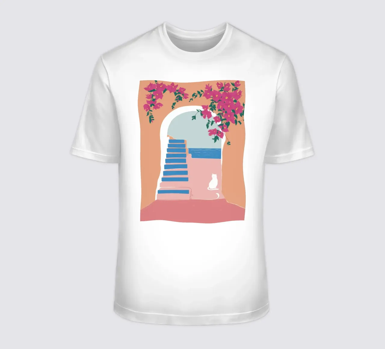 Santorini Cat Nap t-shirt da Solar Paint