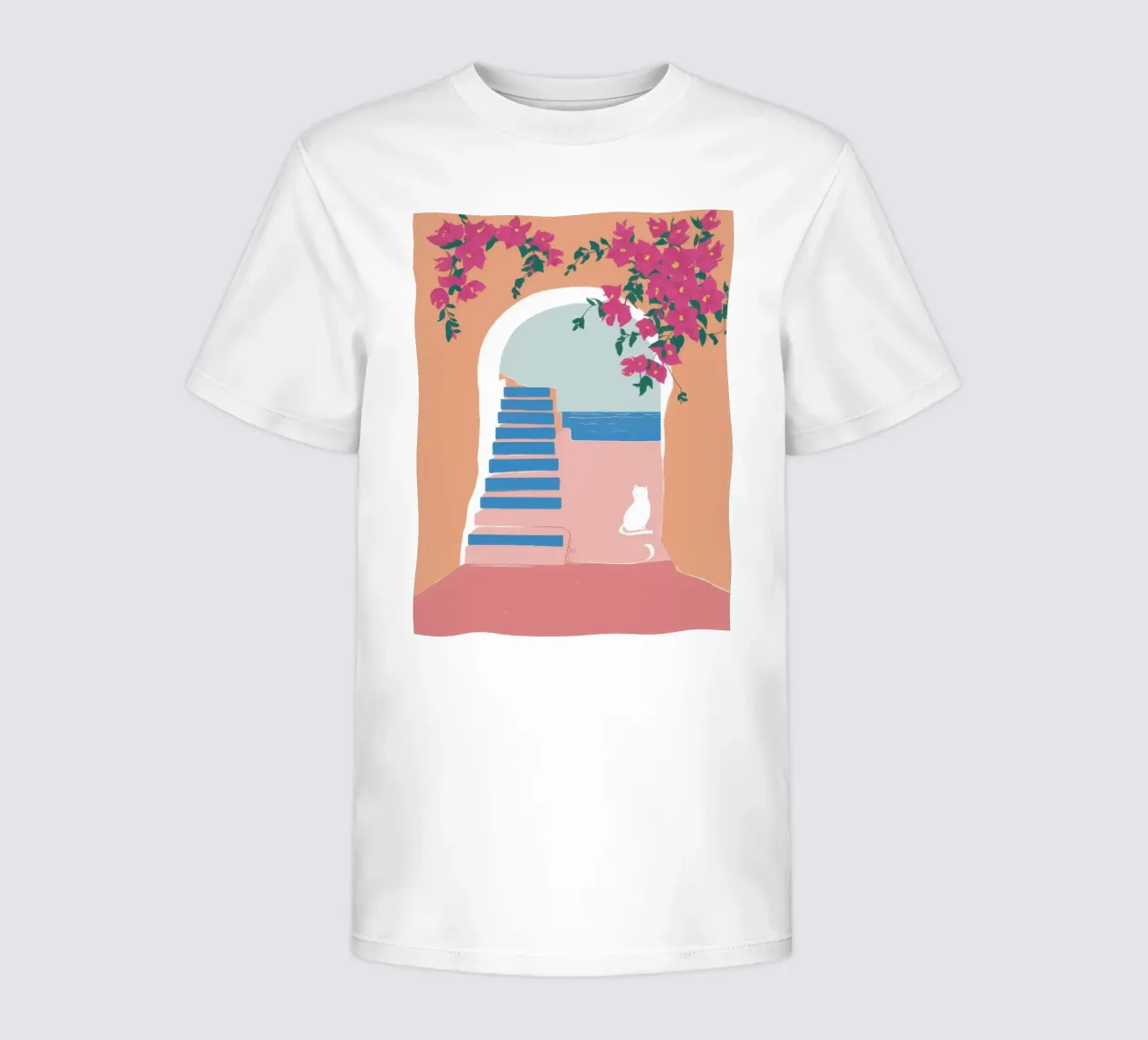Santorini Cat Nap t-shirt bambini da Solar Paint