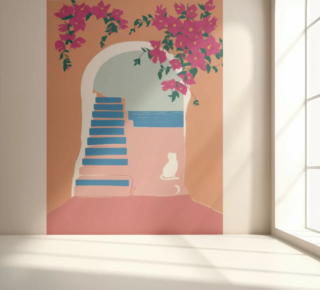 Siesta gatuna en Santorini papel para pared de Solar Paint