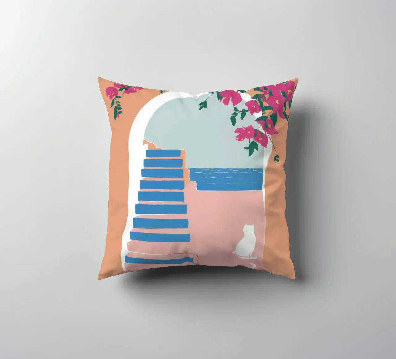 Santorini Cat Nap cuscino da Solar Paint