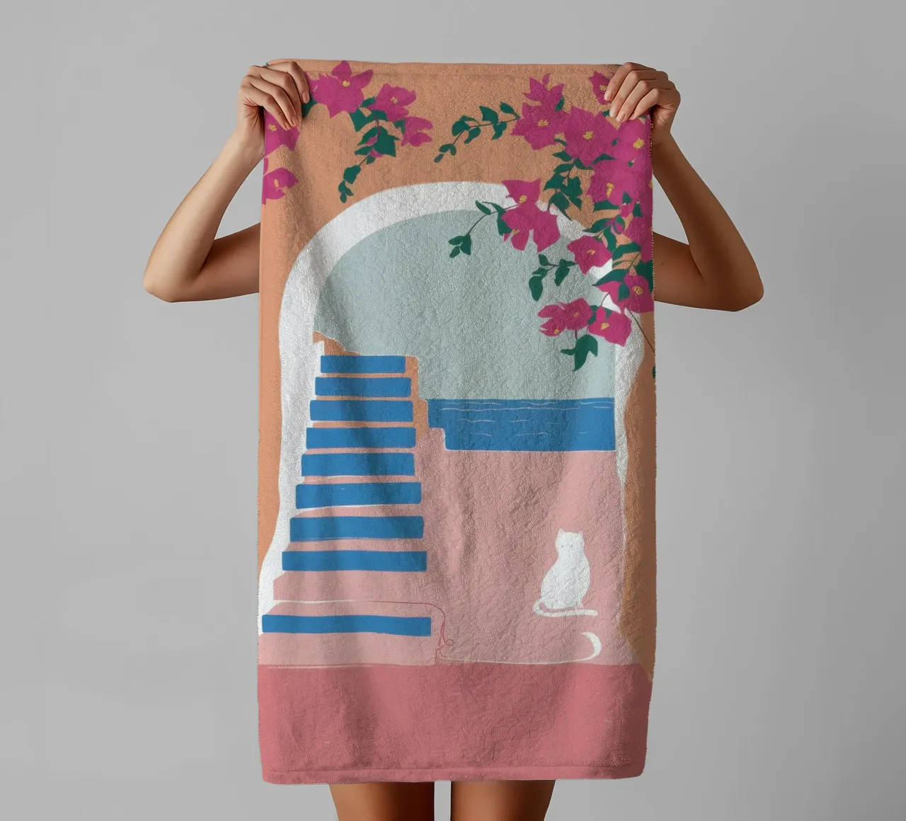 Santorini Cat Nap asciugamano da bagno da Solar Paint