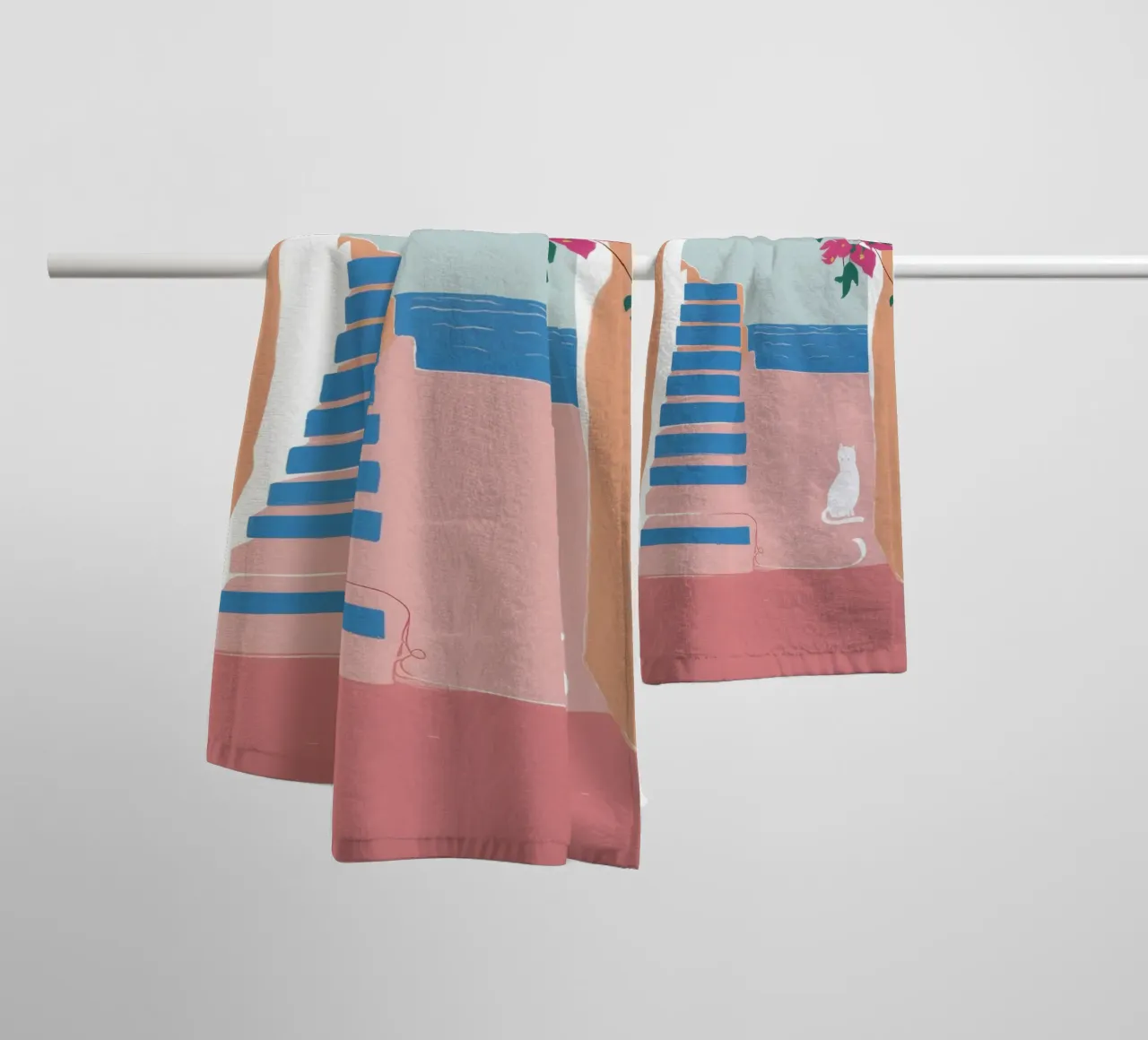 Santorini Cat Nap asciugamano da bagno da Solar Paint