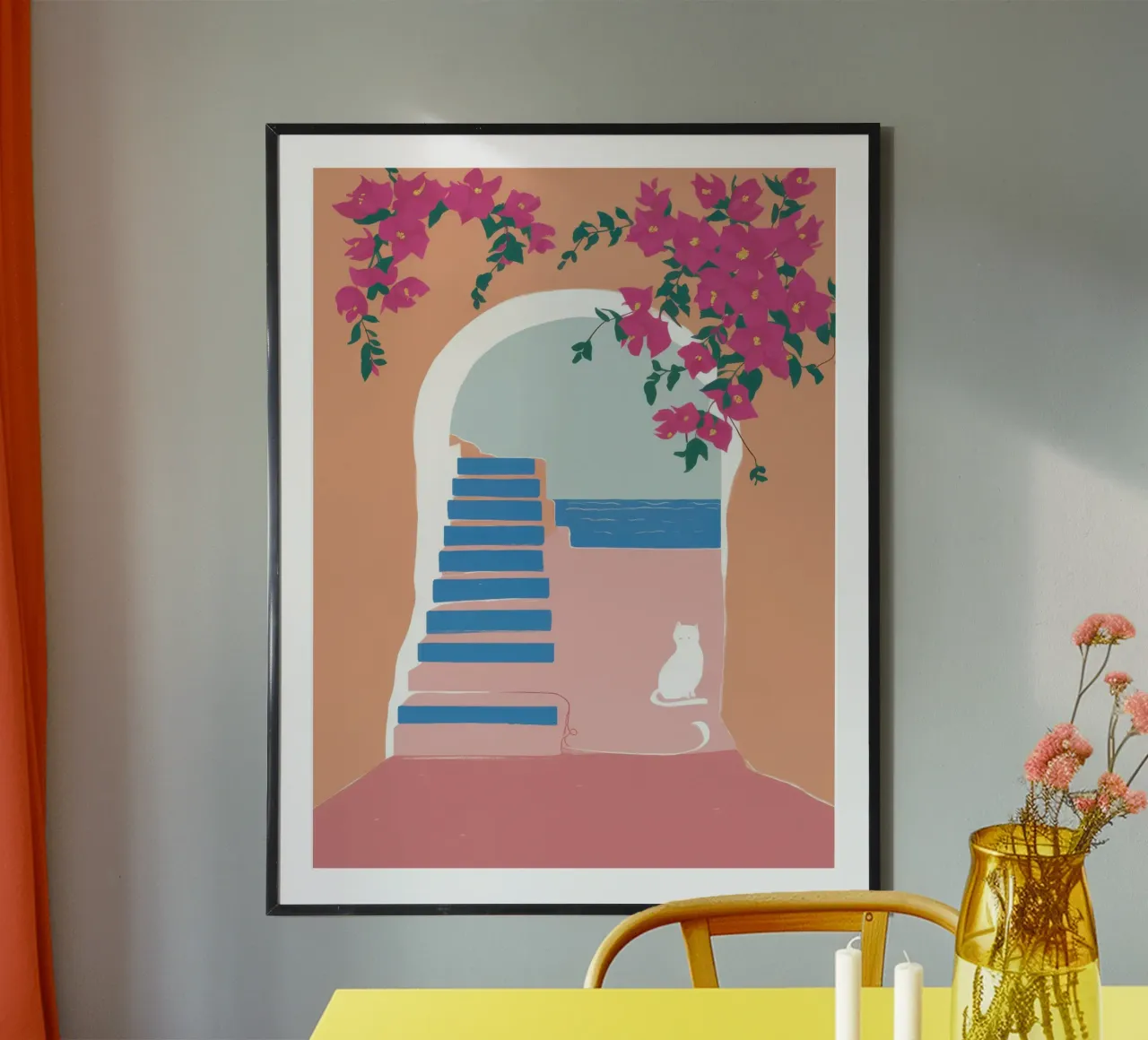 Santorini Cat Nap poster da Solar Paint