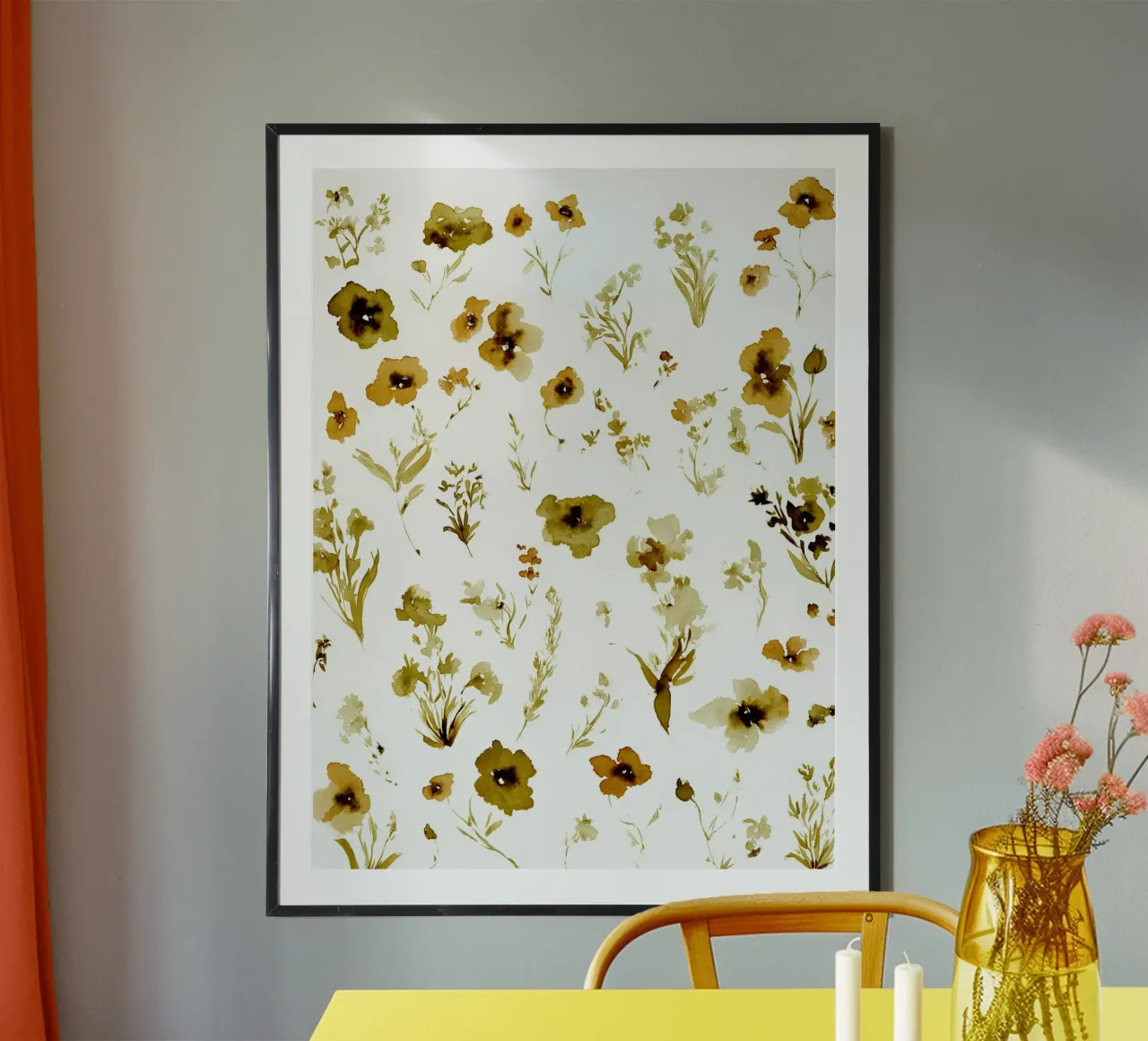 Spargimento di fiori selvatici poster con telaio in alluminio da Sophia Calder Studio