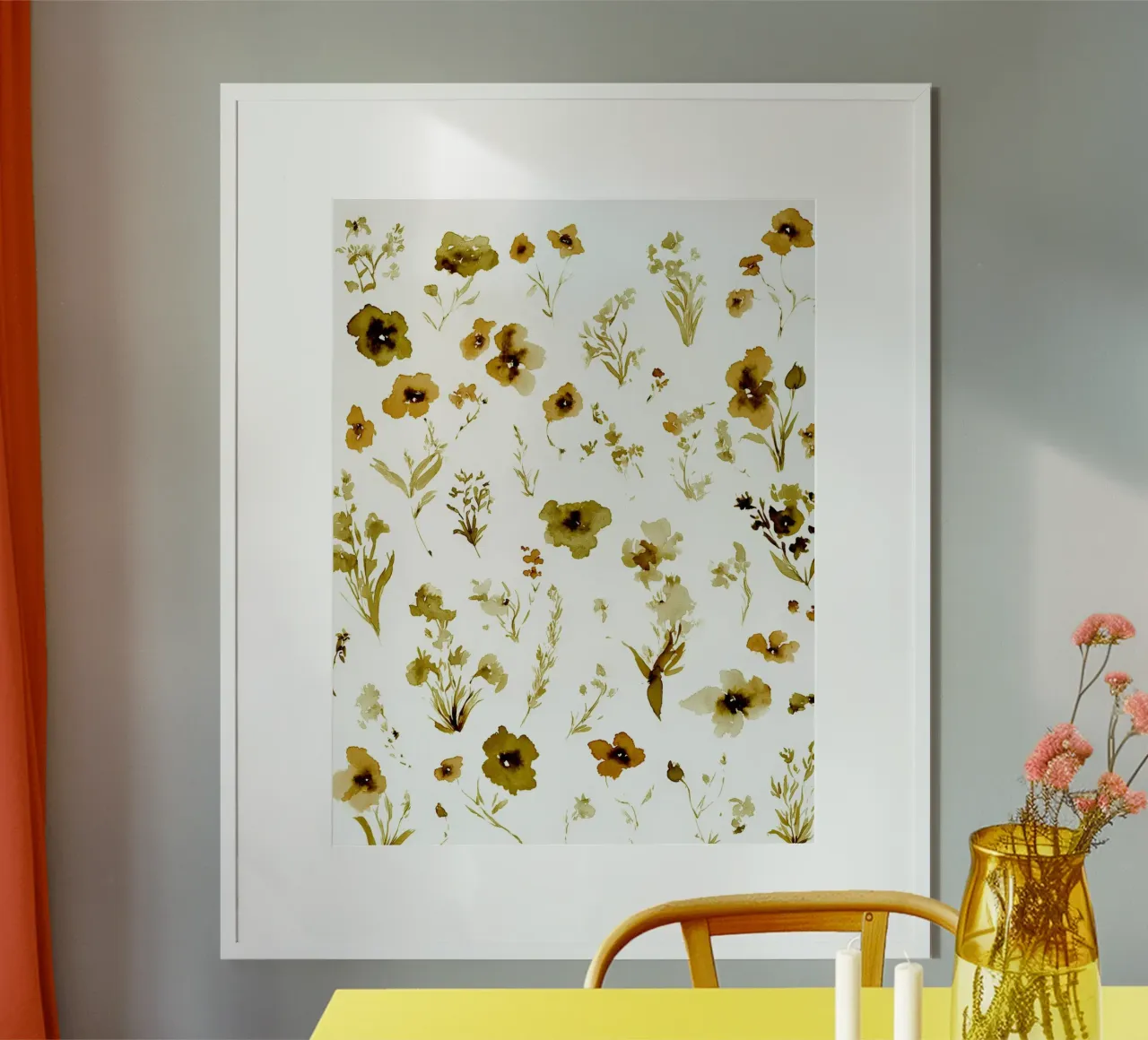 Spargimento di fiori selvatici poster con telaio in alluminio da Sophia Calder Studio