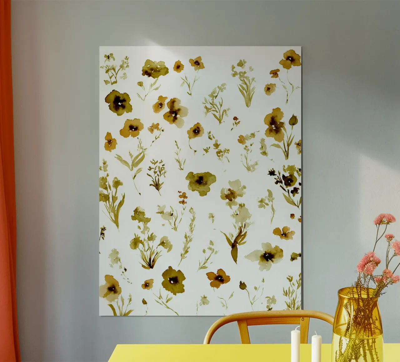 Spargimento di fiori selvatici poster con telaio in alluminio da Sophia Calder Studio