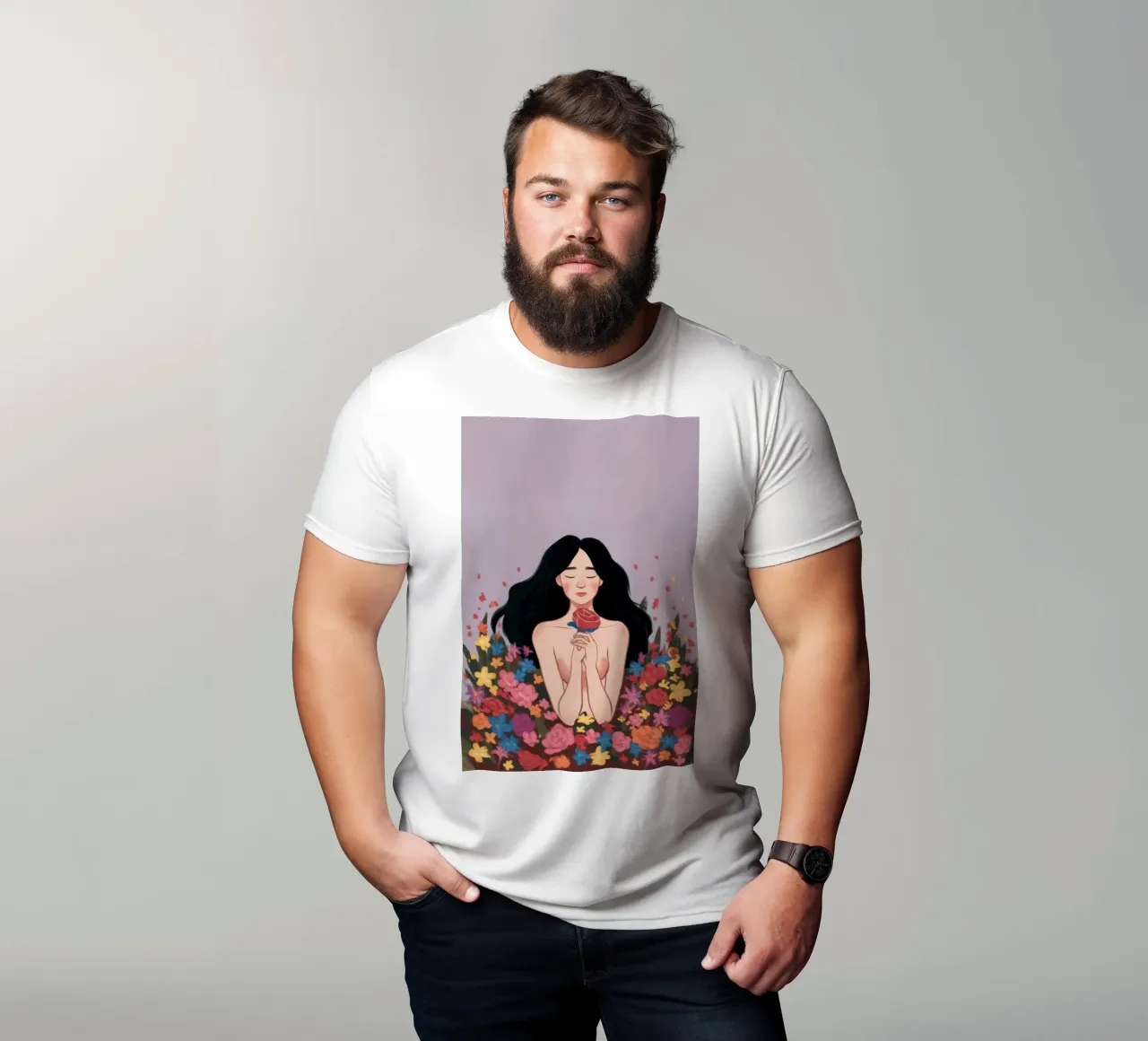 Donna in fiore t-shirt da Line Fable