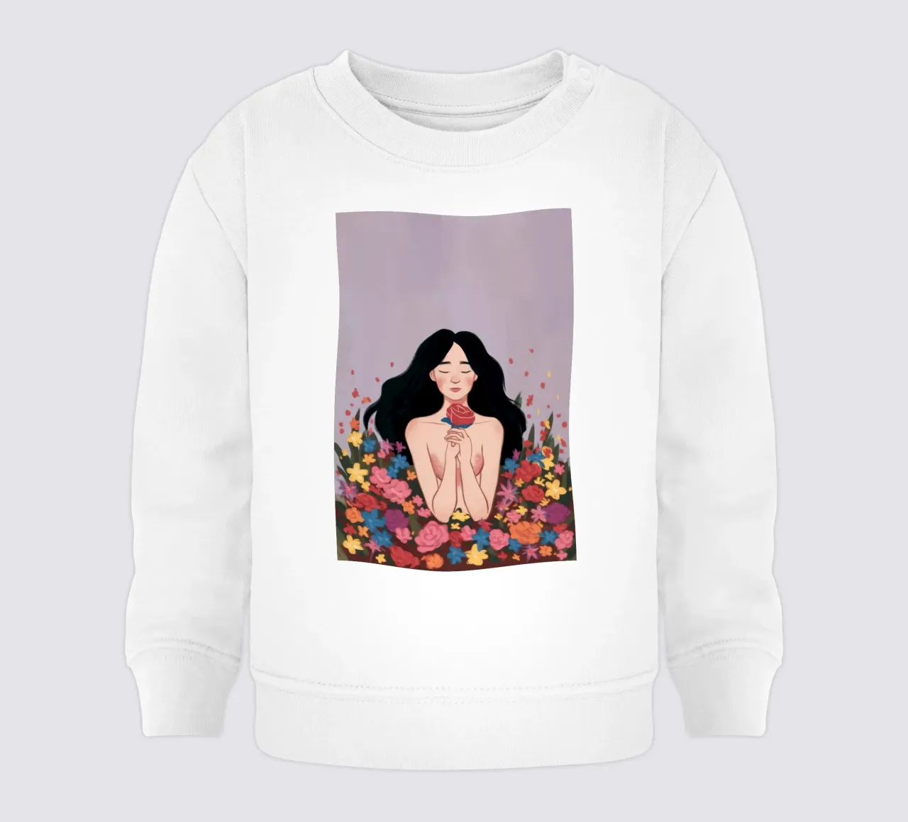 Donna in fiore felpa neonato da Line Fable