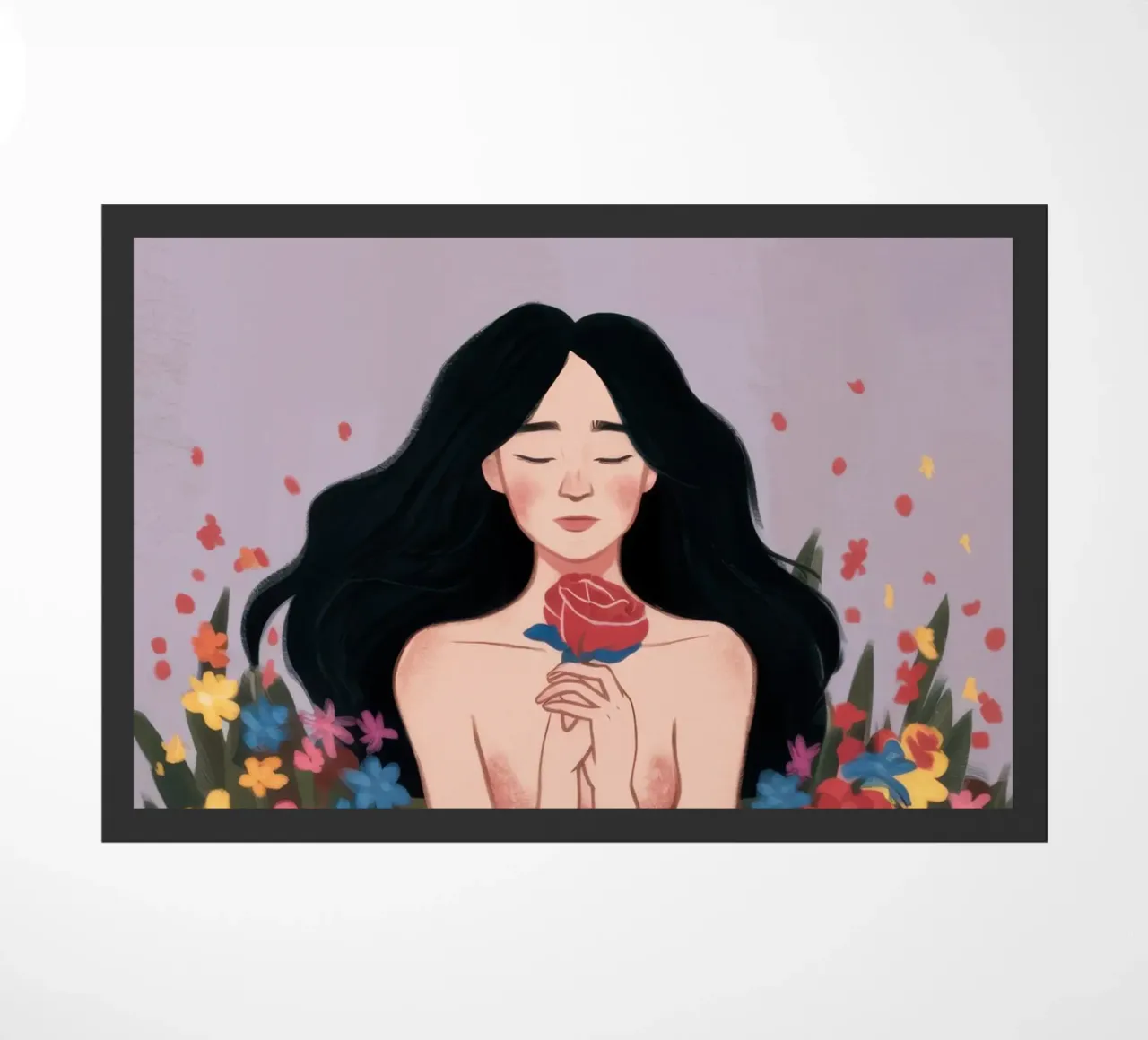 Donna in fiore zerbino da Line Fable