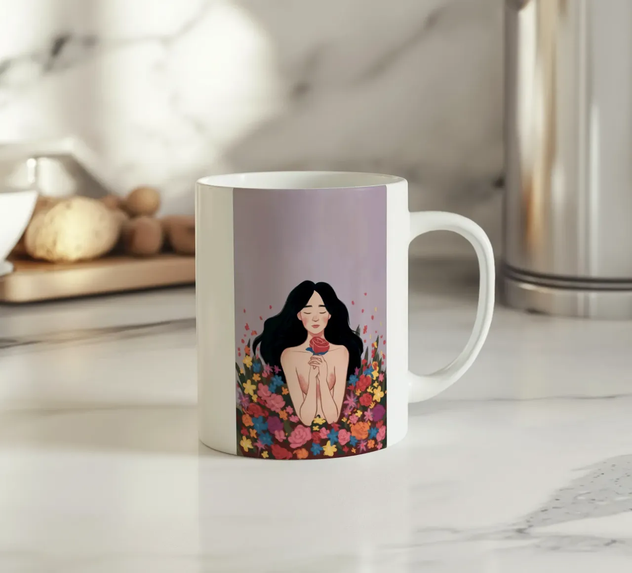 Donna in fiore tazza in ceramica da Line Fable
