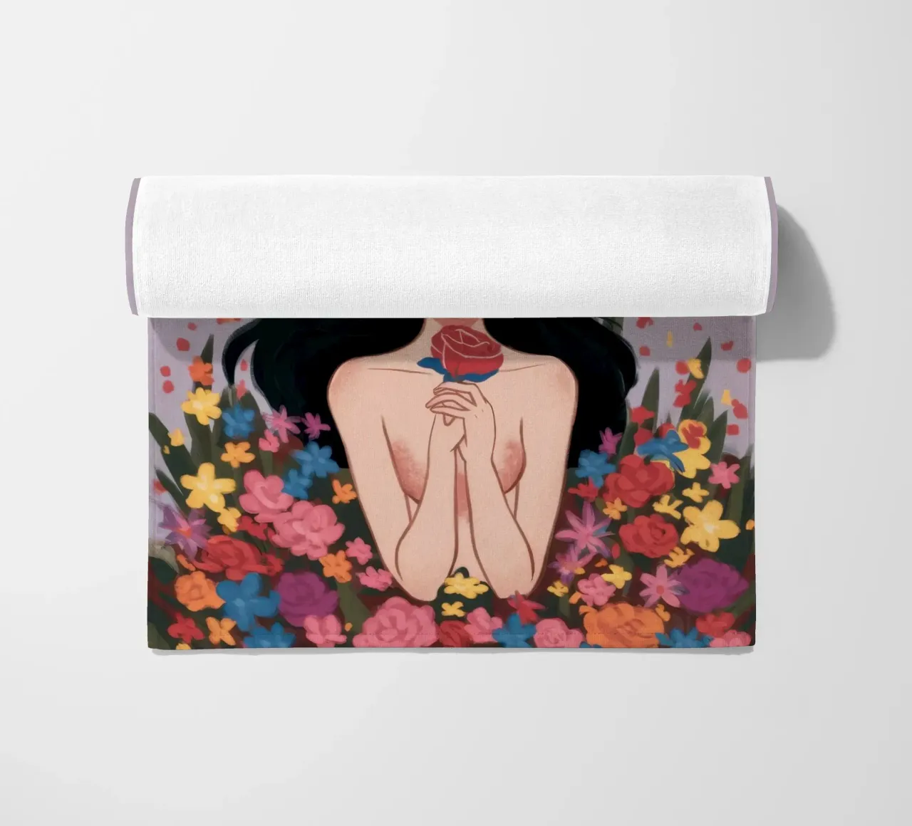 Donna in fiore telo mare da Line Fable