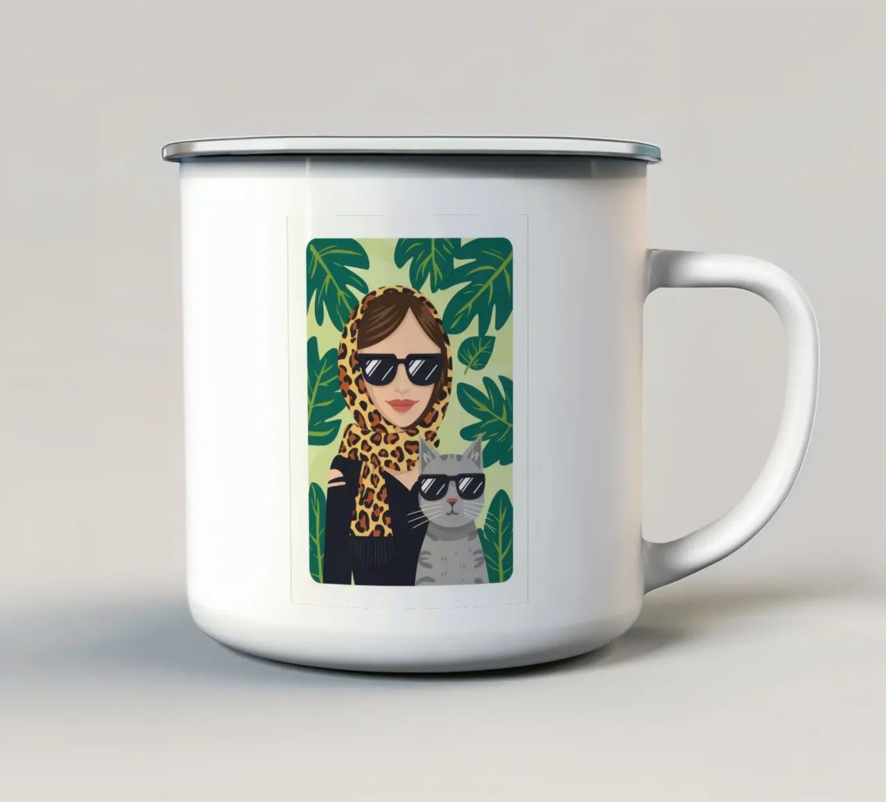 Compagno felino chic tazza in smalto da Line Fable