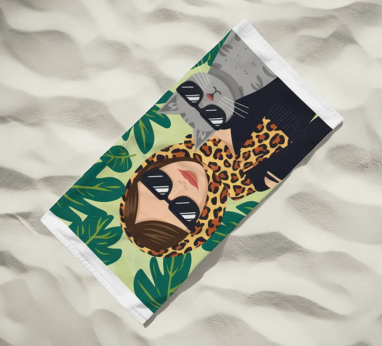 Compagno felino chic telo mare da Line Fable