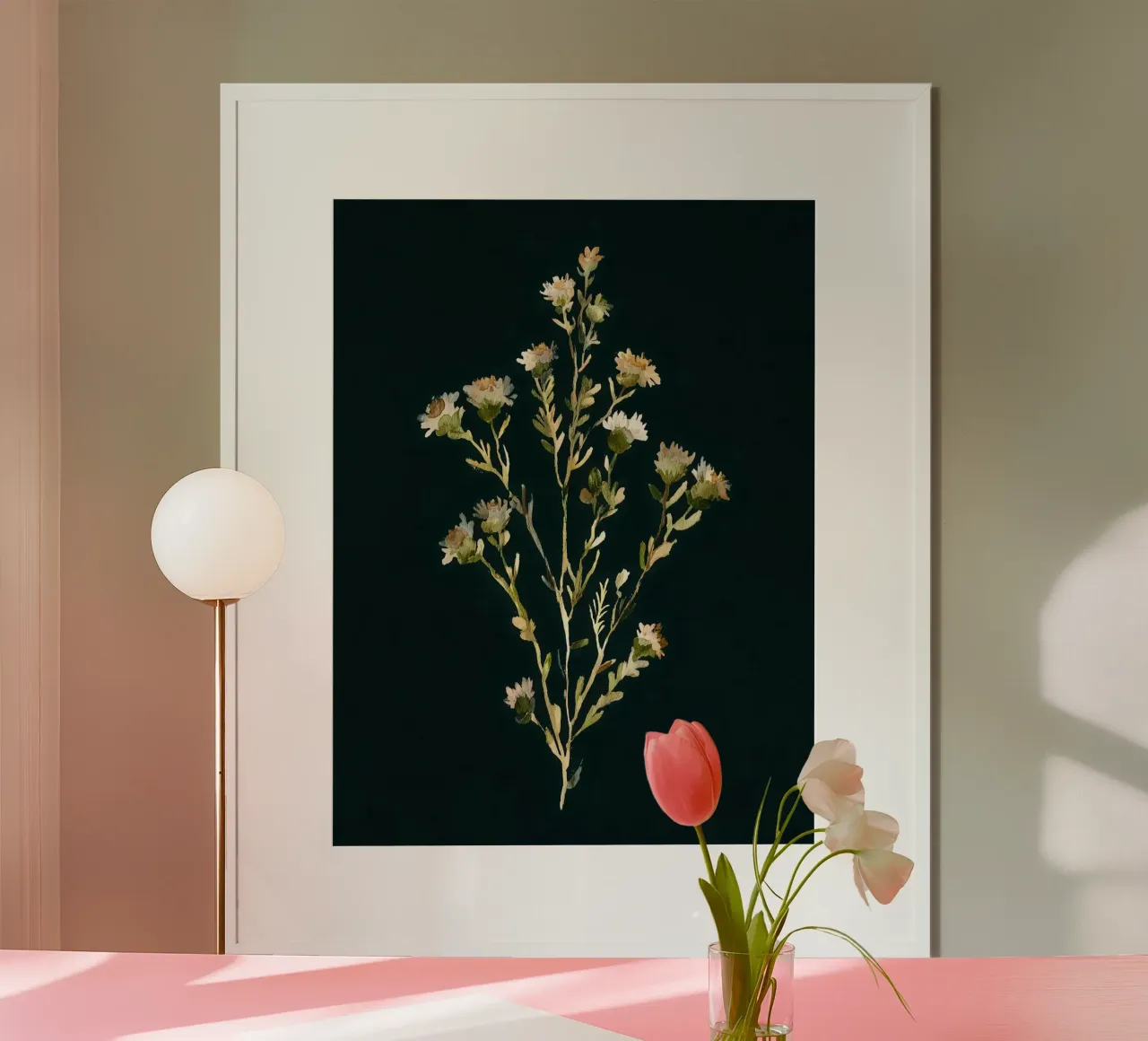 Luce pressata poster con telaio in alluminio da Sophia Calder Studio