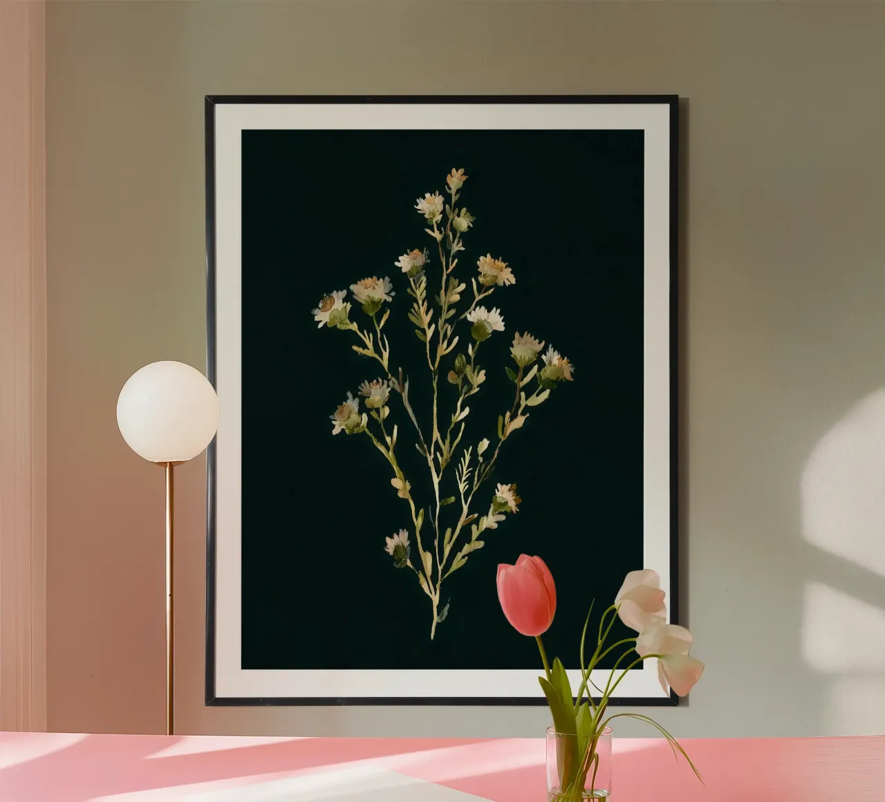 Luce pressata poster con telaio in alluminio da Sophia Calder Studio