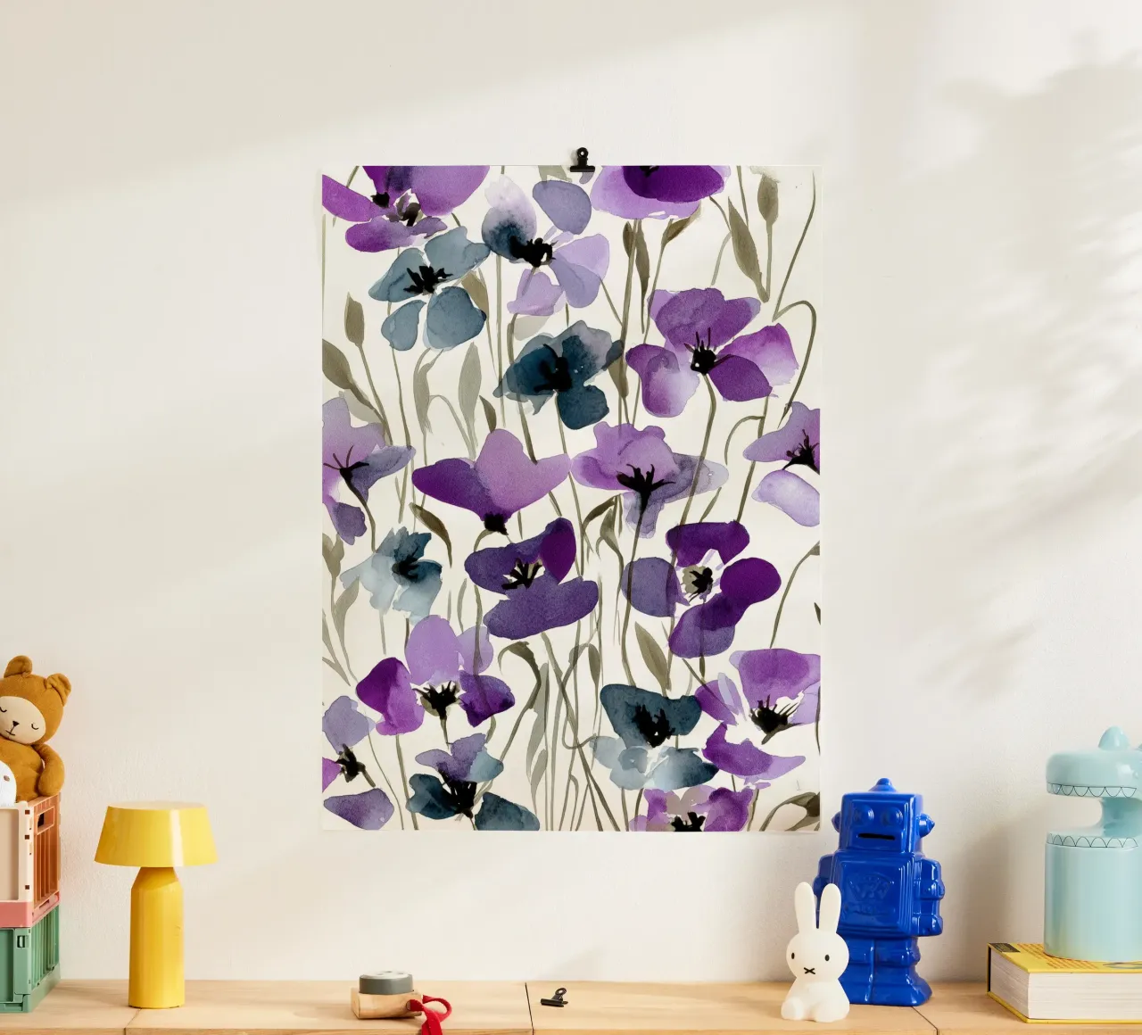 Cluster serali poster con telaio in legno da Sophia Calder Studio