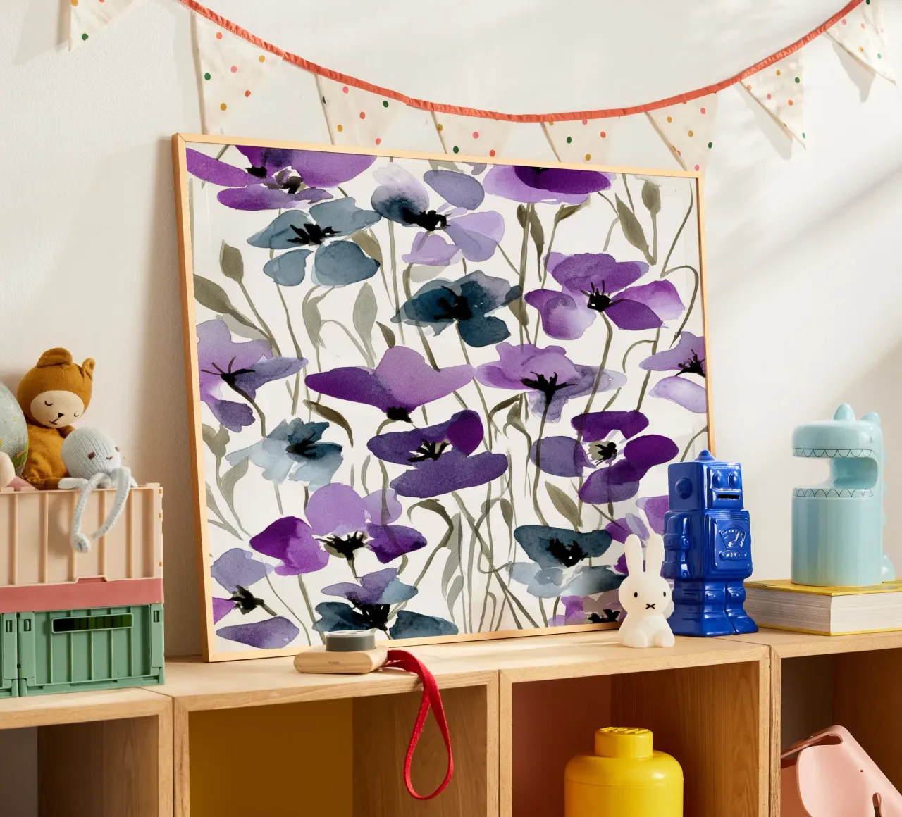 Cluster serali poster con telaio in legno da Sophia Calder Studio