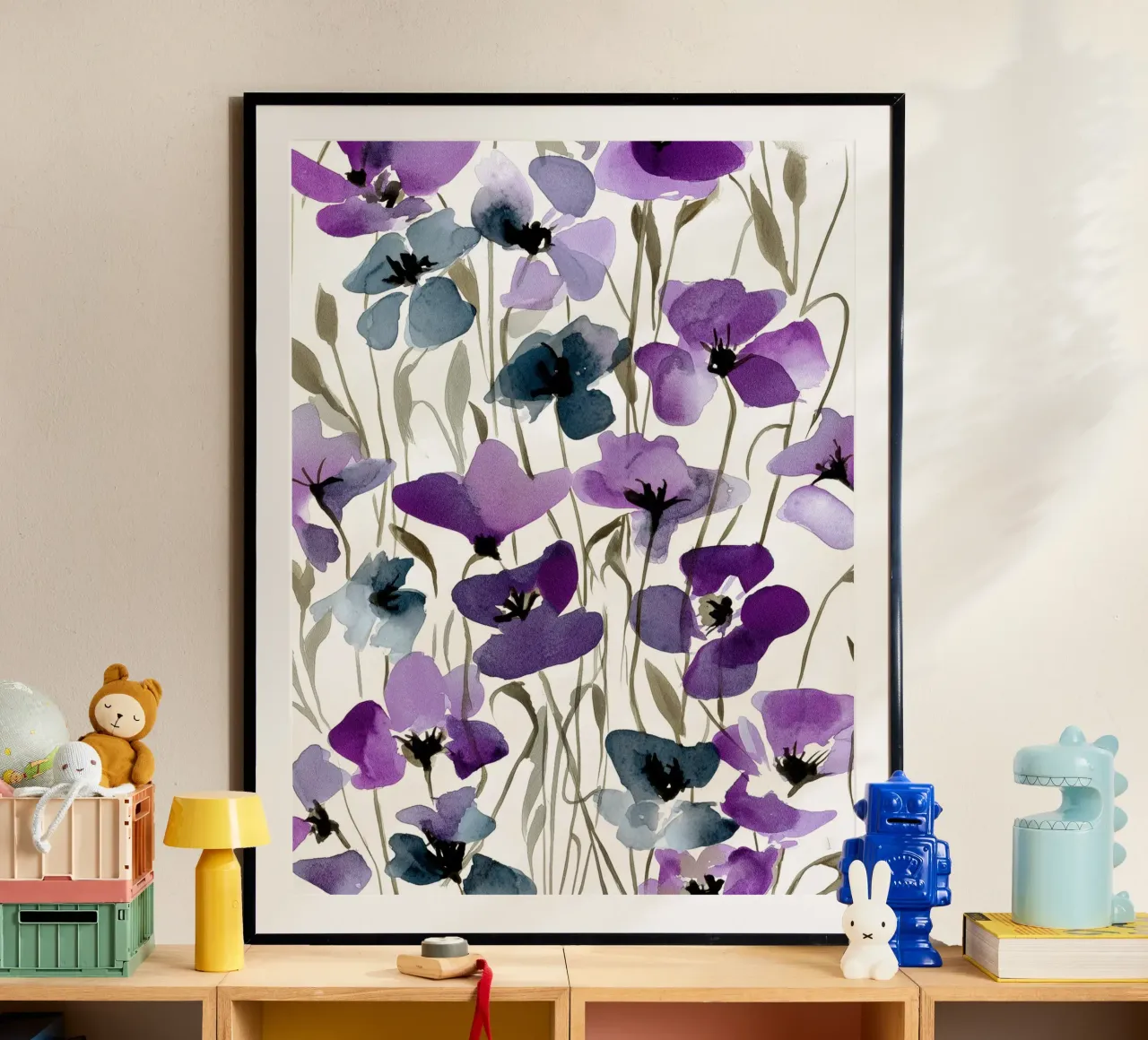 Cluster serali poster con telaio in legno da Sophia Calder Studio