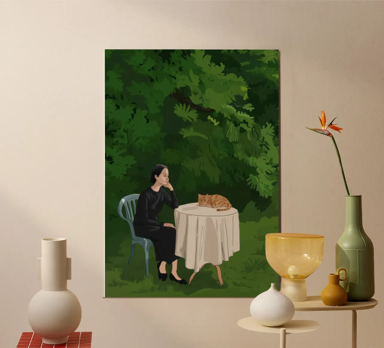 Tè pomeridiano in giardino poster con telaio in legno da Frosh Pallete