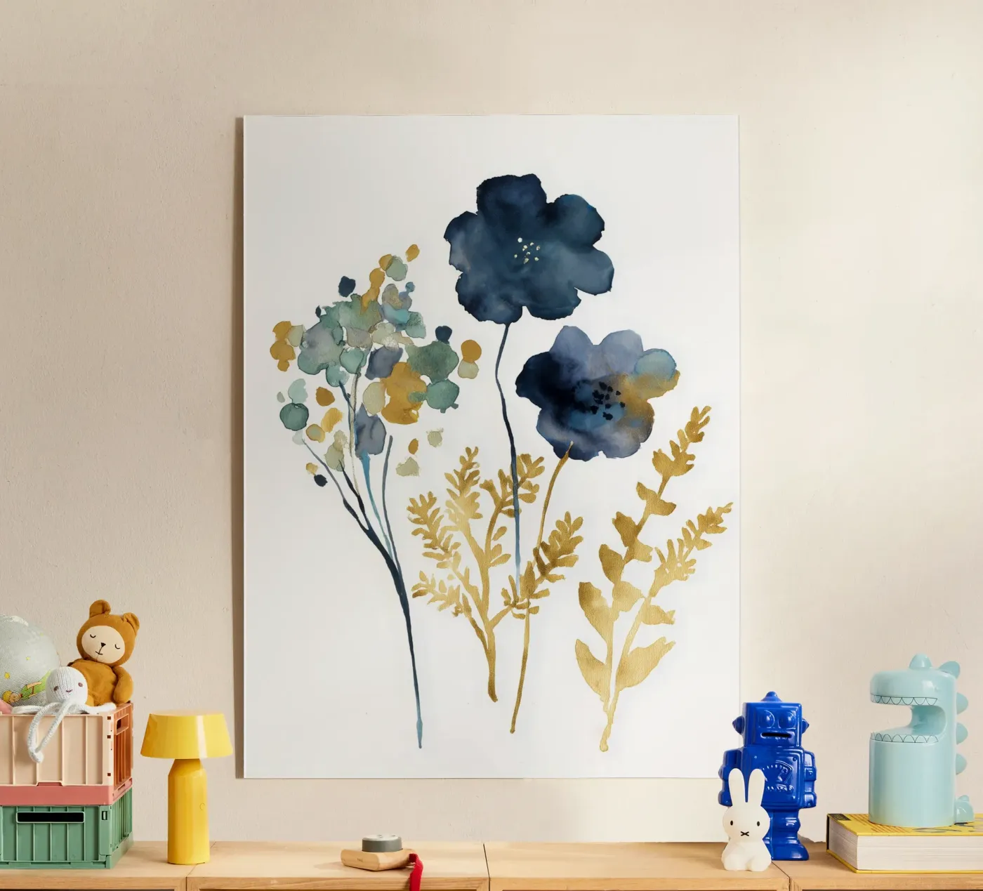 Indigo en oker acryl van Sophia Calder Studio