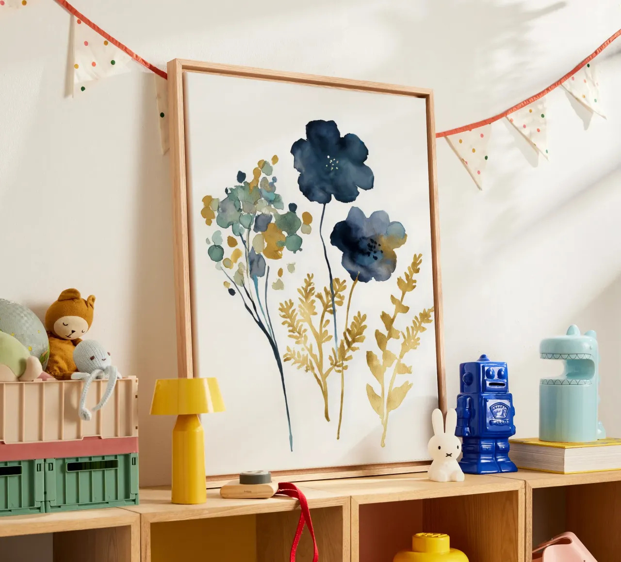 Indaco e ocra tela da Sophia Calder Studio