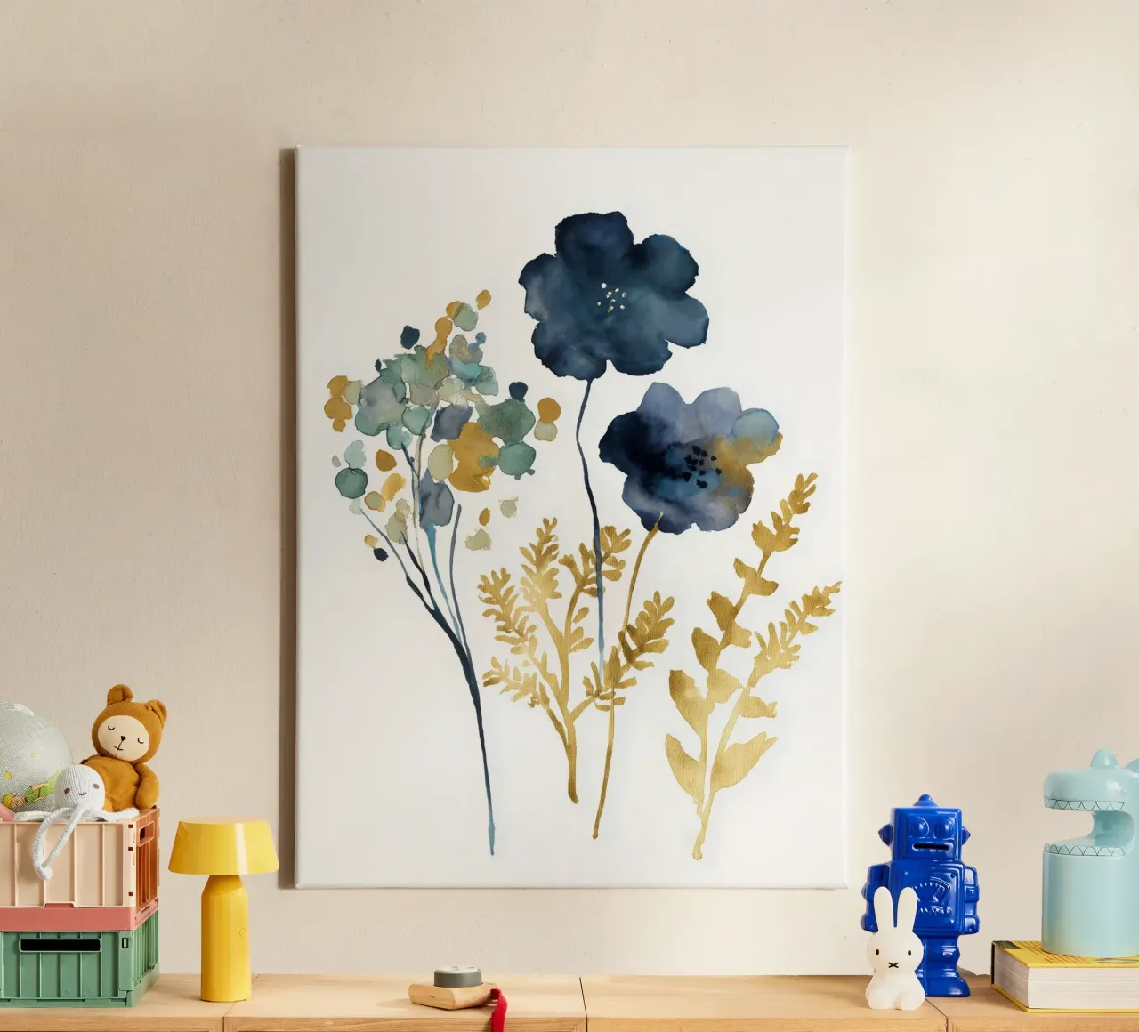 Indaco e ocra tela da Sophia Calder Studio