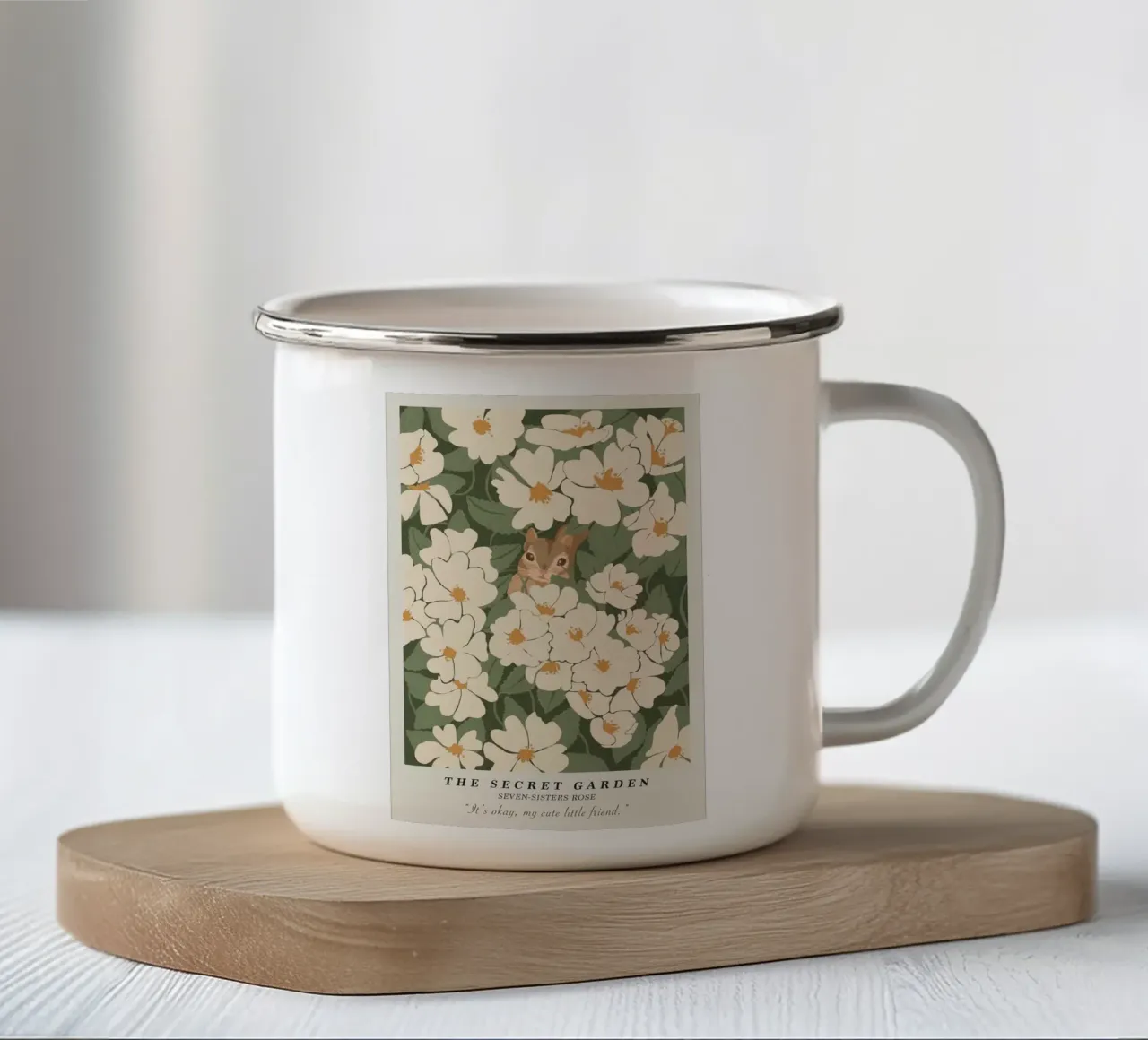 fiori foglie giardino tazza in smalto da Abigail Ellis