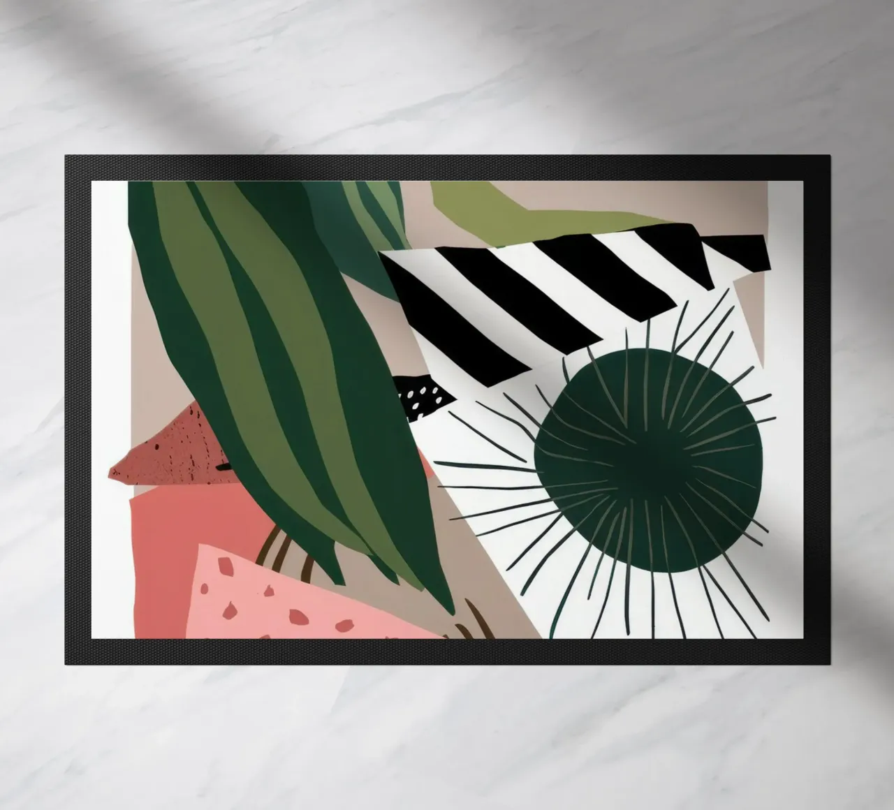 Striped Leaf Composition doormat by Solar Paint