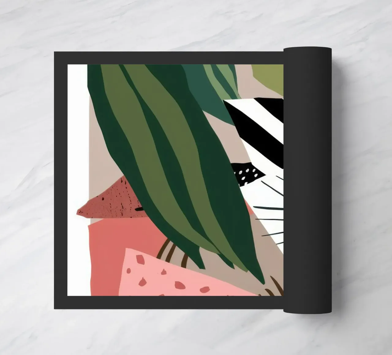 Striped Leaf Composition doormat by Solar Paint