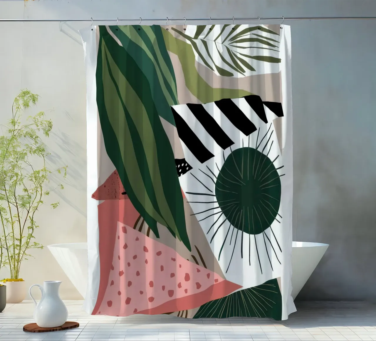 Composizione di foglie a strisce tenda da doccia da Solar Paint