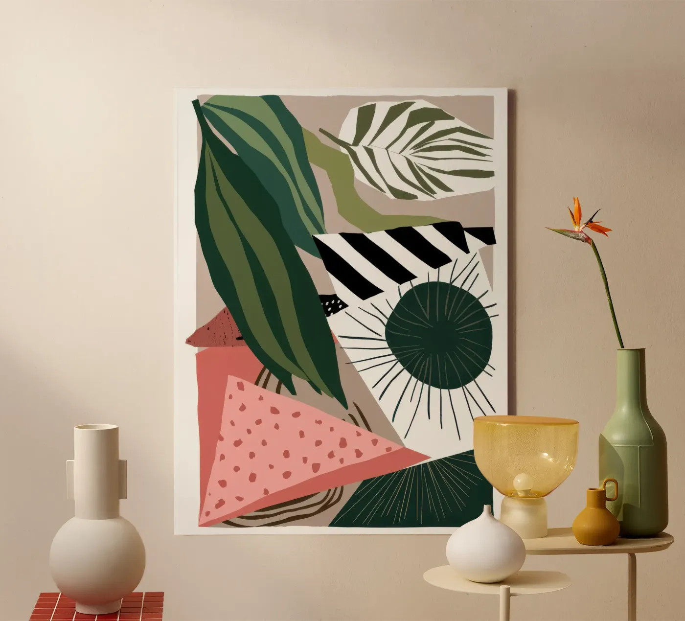 Striped Leaf Composition canvas by Solar Paint