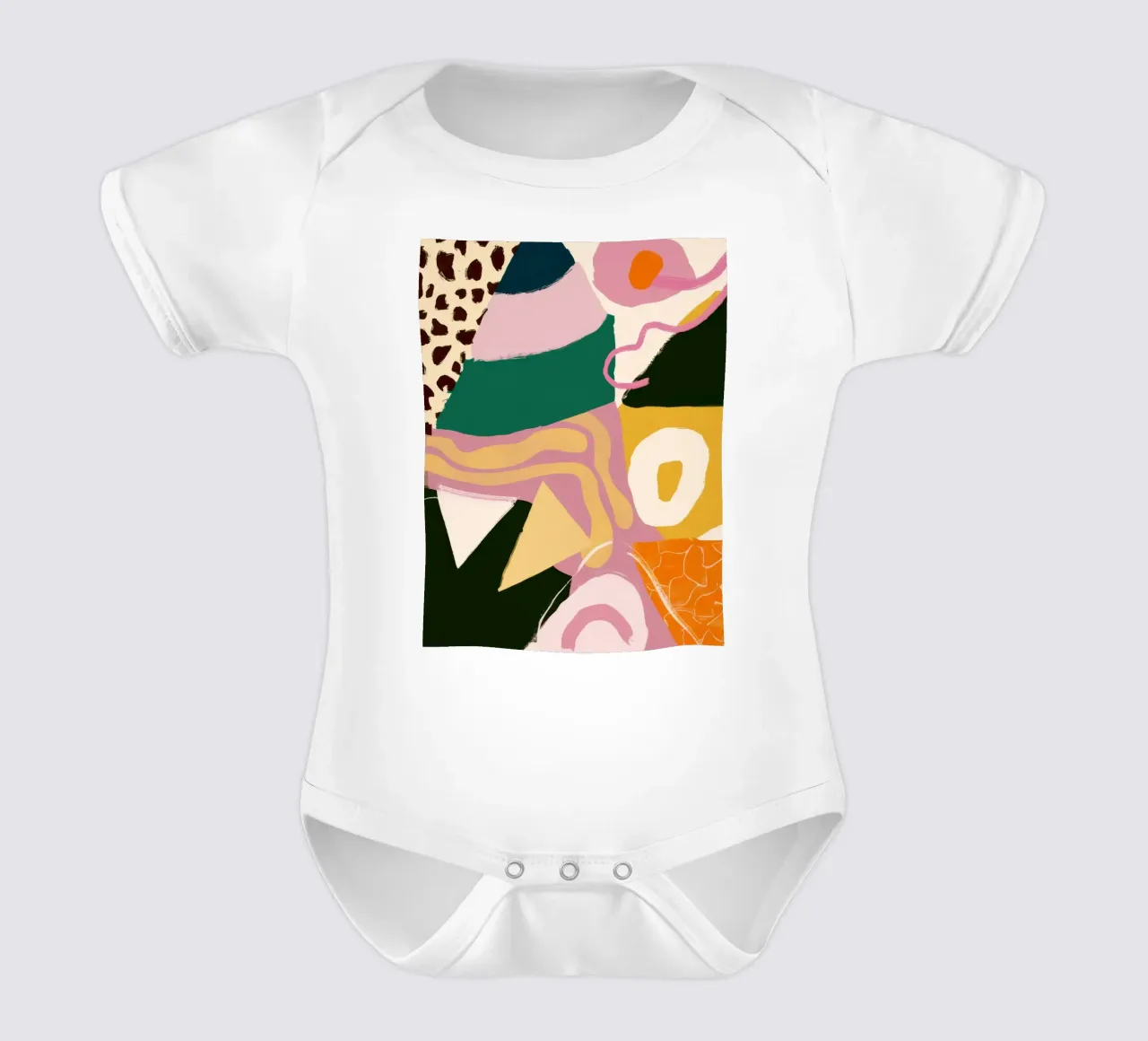 Wild Shape Collage short-sleeve baby romper by Line Fable
