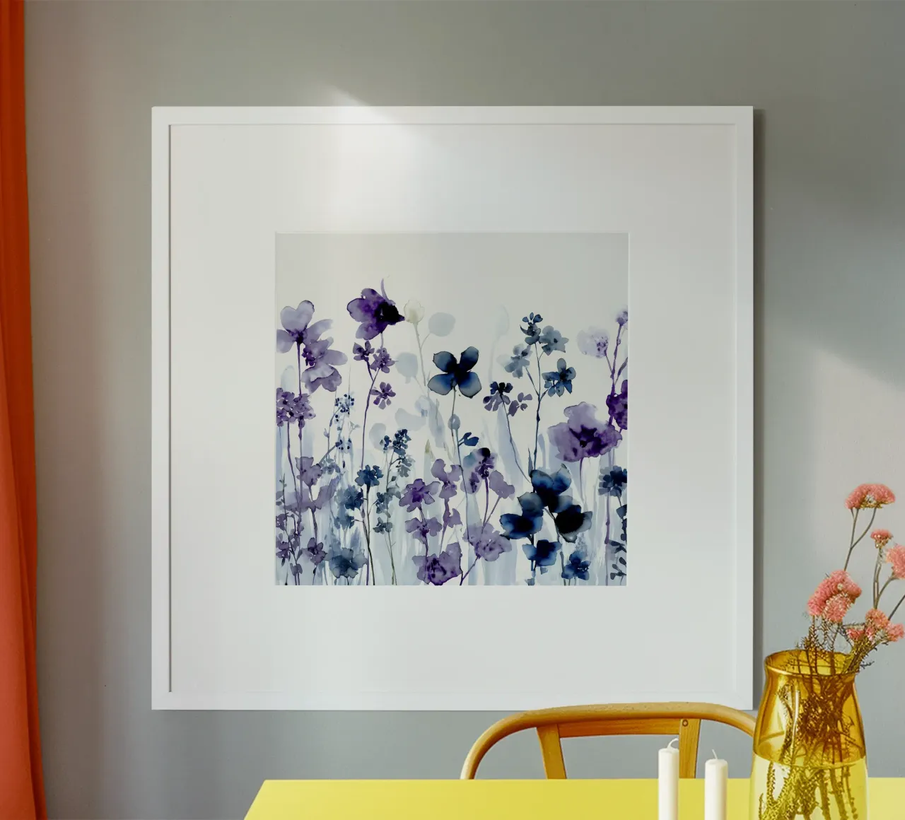 Jardin crépusculaire poster avec cadre en plastique de Sophia Calder Studio